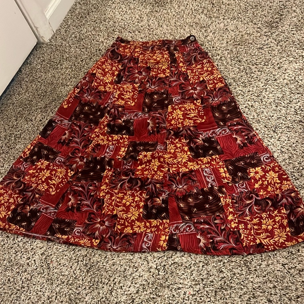 Gold and Red Skirt with Buttons